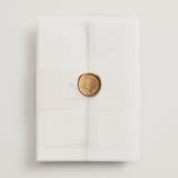 "Wildflower" - Wedding Invitations in Cotton by Jennifer Postorino - Assembled with Vellum Wrap and Wax Seal