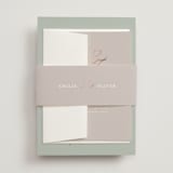 "Gilded Script" - Wedding Invitations in Sage by Angela Thompson - Assembled with Belly Band