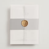 "Inventive" - Wedding Invitations in Pepper by Olivia Raufman - Assembled with Vellum Wrap and Wax Seal