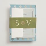 "Shraddha" - Wedding Invitations in Celestial by Deynaaz Daraei - Assembled with Belly Band