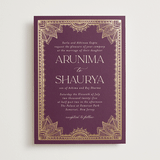 "Arunima" - Wedding Invitations in Plum by Randi Cirelli - Front
