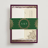 "Arunima" - Wedding Invitations in Plum by Randi Cirelli - Assembled with Belly Band