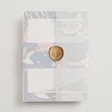 "kimono" - Wedding Invitations in Ocean by Elly - Assembled with Vellum Wrap and Wax Seal