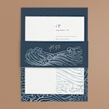 "waves" - Wedding Invitations in Navy by Jessie Steury - Assembled with Belly Band