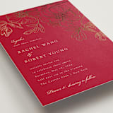"Double Peony" - Wedding Invitations in Ruby by Janean Hinger - Detail