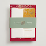 "Double Peony" - Wedding Invitations in Ruby by Janean Hinger - Assembled with Belly Band