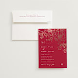 "Double Peony" - Wedding Invitations in Ruby by Janean Hinger - Invitation with Envelope