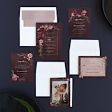"Verdigris" - Wedding Invitations in Rose by Susan Moyal - Invitation Suite