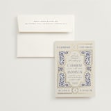 "Tiled Romance" - Wedding Invitations in Dynasty Blue by Ana de Sousa - Invitation with Envelope