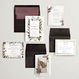 "Roses & Greenery" - Wedding Invitations in Aubergine by Susan Moyal - Invitation Suite