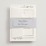 "Flowering Vine" - Wedding Invitations in Bluebell by Everett Paper Goods - Assembled with Belly Band