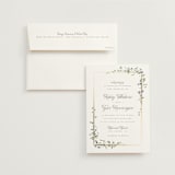 "Flowering Vine" - Wedding Invitations in Bluebell by Everett Paper Goods - Invitation with Envelope