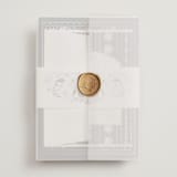"Sadie" - Wedding Invitations in Periwinkle by Erin German - Assembled with Vellum Wrap and Wax Seal
