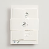 "Climbing Florals" - Wedding Invitations in Sapphire by Olivia Raufman - Assembled with Belly Band