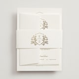 "Gold Crest" - Wedding Invitations in Ivory by Mansi Verma - Assembled with Belly Band