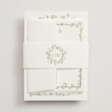 "Portico" - Wedding Invitations in Blue Bell by Everett Paper Goods - Assembled with Belly Band