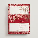 "Garden Vines" - Wedding Invitations in Ruby by Yaling Hou Suzuki - Assembled with Belly Band