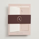 "Scallop Monogram" - Wedding Invitations in Rose Quartz by Emily Betts - Assembled with Belly Band
