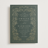 "Foil Botanical Frame" - Wedding Invitations in Forest by Hannah Williams - Front