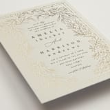 "Foil Botanical Frame" - Wedding Invitations in Taupe by Hannah Williams - Detail