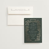 "Foil Botanical Frame" - Wedding Invitations in Forest by Hannah Williams - Invitation with Envelope