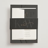 "Over Monogram" - Wedding Invitations in Stormy by Jessica Williams - Assembled with Belly Band