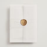 "Regent" - Wedding Invitations in Opal by Robert and Stella - Assembled with Vellum Wrap and Wax Seal