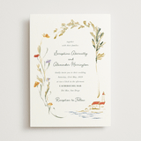 "Coastal Bloom" - Wedding Invitations in Garden Green by Lucrecia Caporale - Front