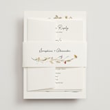 "Coastal Bloom" - Wedding Invitations in Garden Green by Lucrecia Caporale - Assembled with Belly Band