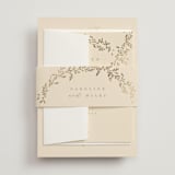 "Leafy Garland" - Wedding Invitations in Sand by Creo Study - Assembled with Belly Band