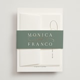 "And Centered" - Wedding Invitations in Cloud by Hooray Creative - Assembled with Belly Band