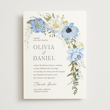 "Timeless Blooms" - Wedding Invitations in Azure by Susan Moyal - Front