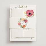 "Timeless Blooms" - Wedding Invitations in Azure by Susan Moyal - Assembled with Belly Band