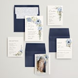 "Timeless Blooms" - Wedding Invitations in Azure by Susan Moyal - Invitation Suite