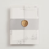 "Bouquet Toss" - Wedding Invitations in Smoke by Robert and Stella - Assembled with Vellum Wrap and Wax Seal