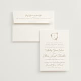 "Monogram in Leaves" - Wedding Invitations in Pearl by Leah Bisch - Invitation with Envelope