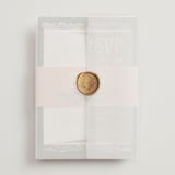 "Nouveau Frame" - Wedding Invitations in Sage by GeekInk Design - Assembled with Vellum Wrap and Wax Seal