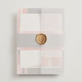 "Patchwork Border" - Wedding Invitations in Fruit Punch by Morgan Kendall - Assembled with Vellum Wrap and Wax Seal