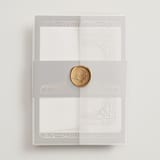 "Geometric Deco" - Wedding Invitations in Midnight by GeekInk Design - Assembled with Vellum Wrap and Wax Seal