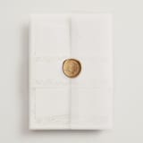 "Monogramed Arch" - Wedding Invitations in Sage by Susan Moyal - Assembled with Vellum Wrap and Wax Seal