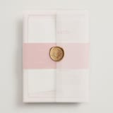 "News!" - Wedding Invitations in Strawberry by Claudia Orengo - Assembled with Vellum Wrap and Wax Seal