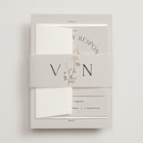 "Floral Type Arch" - Wedding Invitations in Linen by Baumbirdy - Assembled with Belly Band