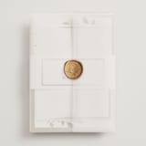 "Classic Love" - Wedding Invitations in Vanilla by Susan Moyal - Assembled with Vellum Wrap and Wax Seal