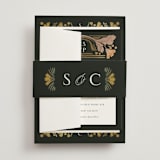 "Embellished" - Wedding Invitations in Buttercup by Jen Owens - Assembled with Belly Band