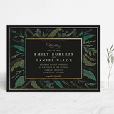 "Emerald Leaves" - Wedding Invitations in Midnight by Susan Moyal - Front