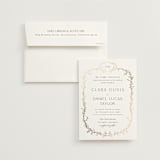 "Delicate Vine" - Wedding Invitations in Alabaster by Susan Moyal - Invitation with Envelope