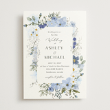 "Layered florals" - Wedding Invitations in Serenity by Susan Moyal - Front