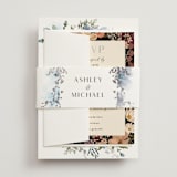 "Layered florals" - Wedding Invitations in Serenity by Susan Moyal - Assembled with Belly Band