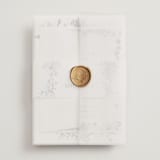 "Layered florals" - Wedding Invitations in Serenity by Susan Moyal - Assembled with Vellum Wrap and Wax Seal