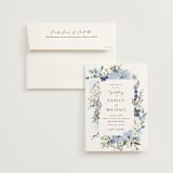 "Layered florals" - Wedding Invitations in Serenity by Susan Moyal - Invitation with Envelope